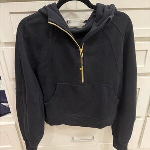 Black Half-Zip Hoodie with Gold Zipper - Lululemon Scuba sweatshirt